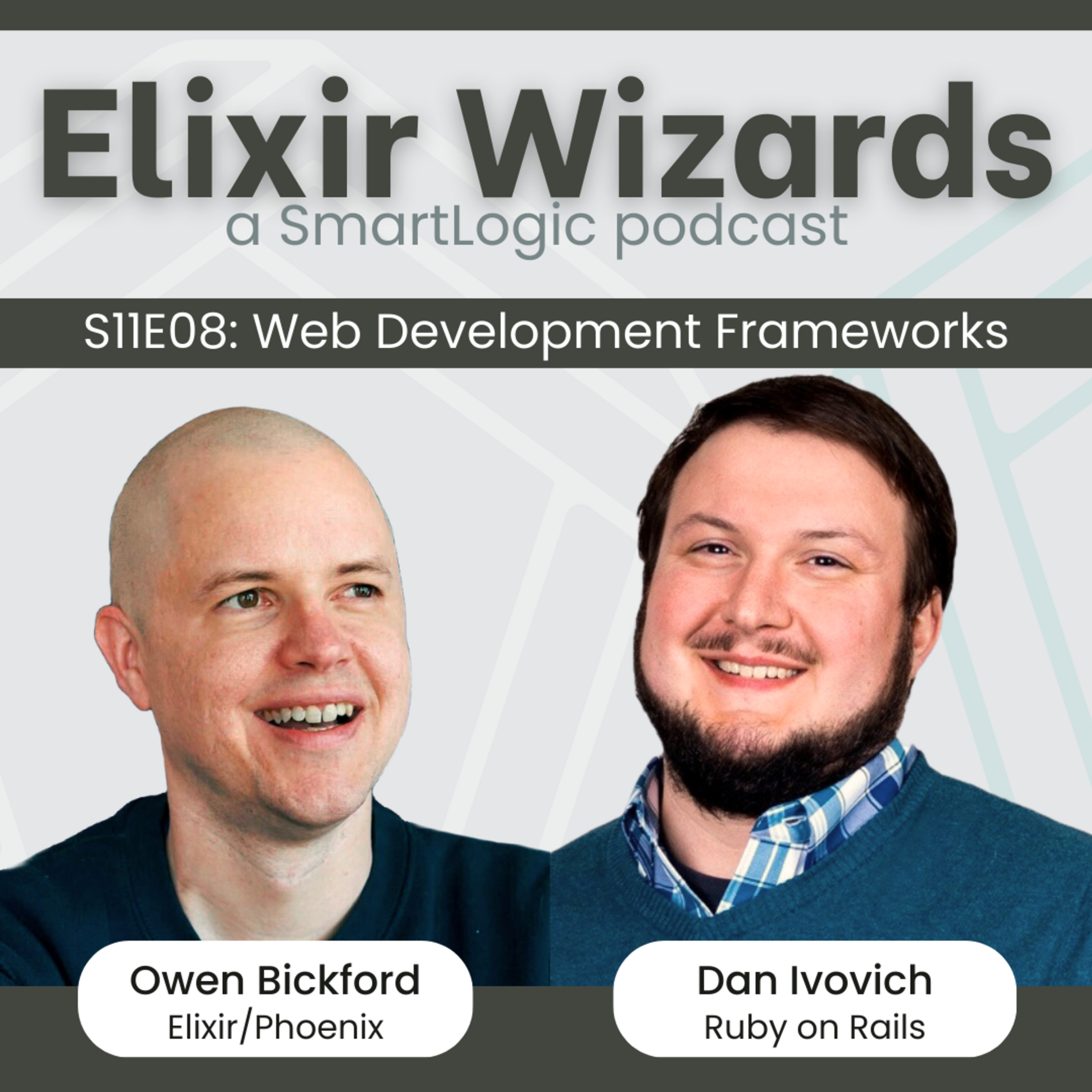 Episode cover art for Web Development Frameworks: Elixir and Phoenix vs. Ruby on Rails with Owen Bickford & Dan Ivovich