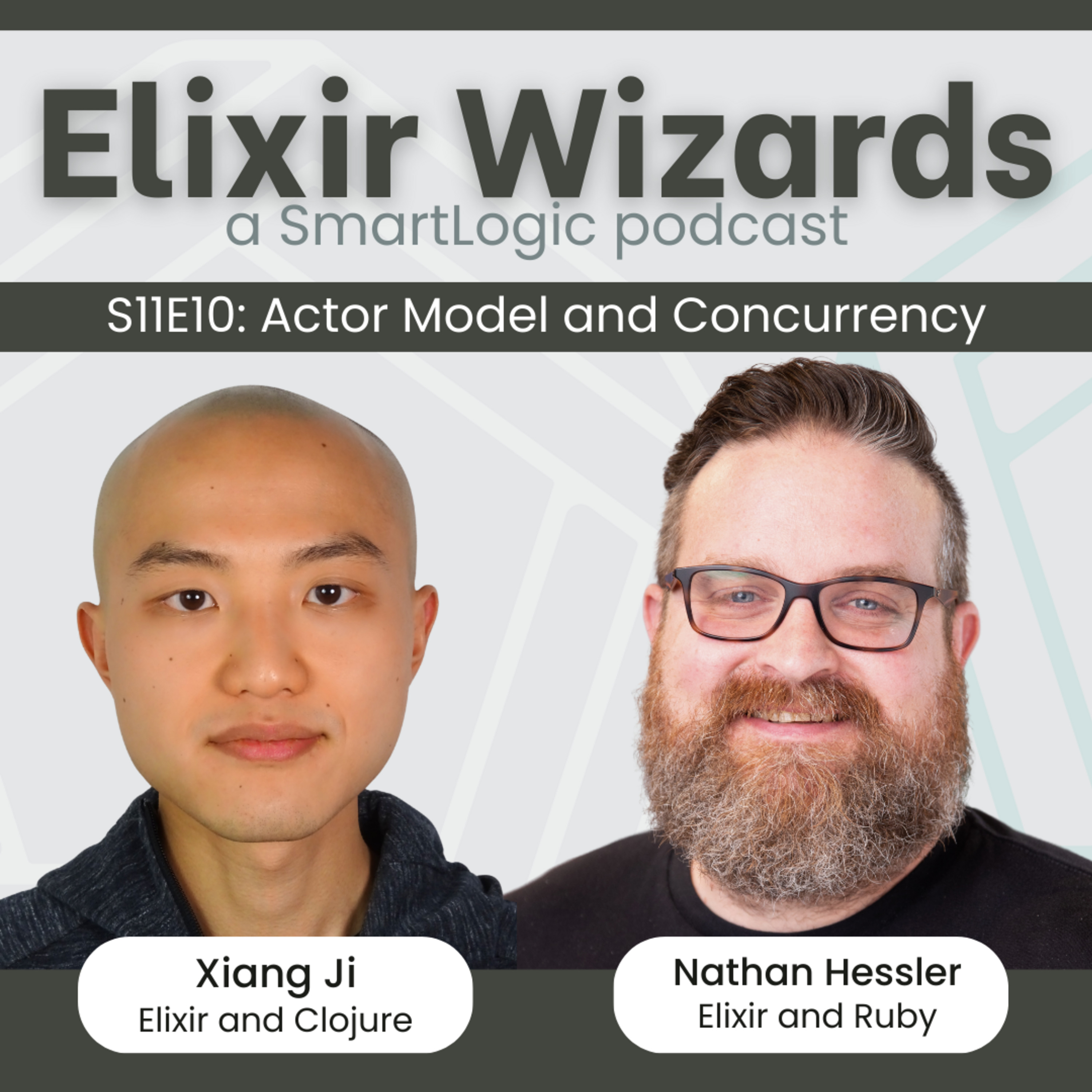 Episode cover art for Actor Model and Concurrent Processing in Elixir vs. Clojure and Ruby with Xiang Ji & Nathan Hessler