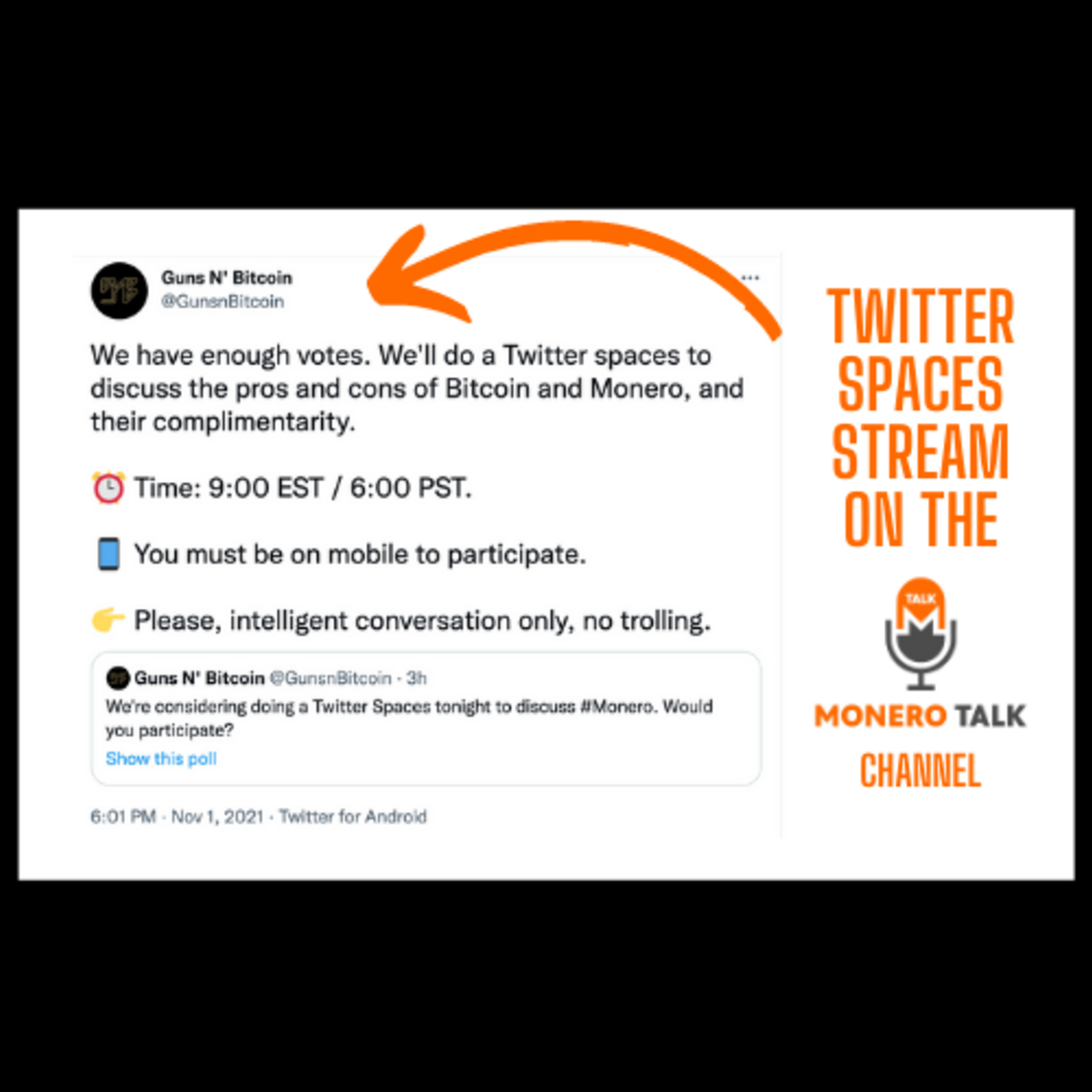 Twitter Spaces: Guns N' Bitcoin Presents:  Pros & Cons of Bitcoin and Monero