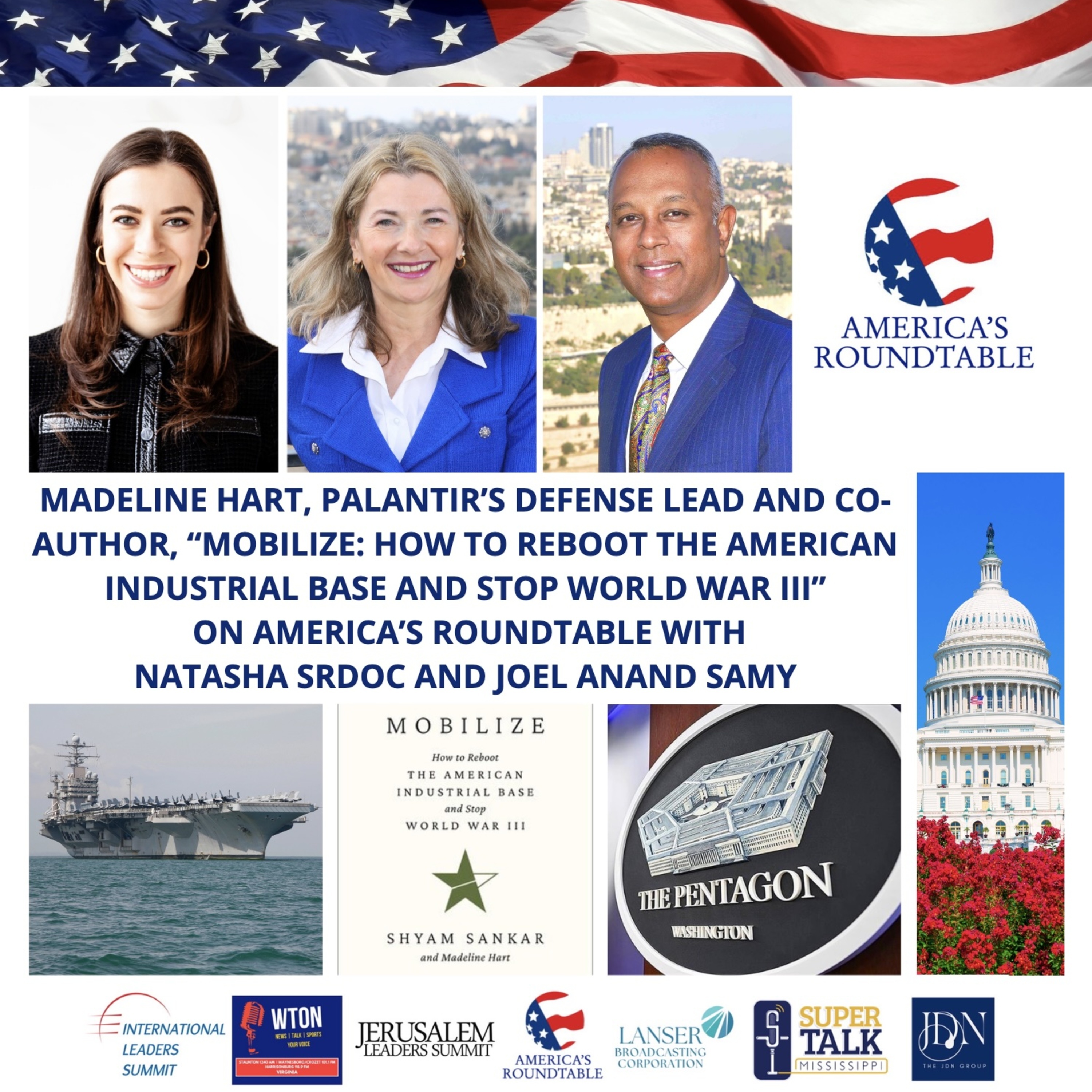 America's Roundtable with Madeline Hart | Palantir's Defense Lead and Co-Author: "Mobilize: How to Reboot the American Industrial Base and Stop World War III"